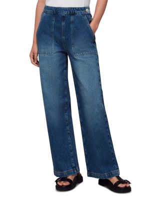 Whistles - Cotton Authentic Side Zip Mid Rise Straight Jeans in Denim