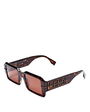 Fendi Men's Raised Logo Rectangle Sunglasses