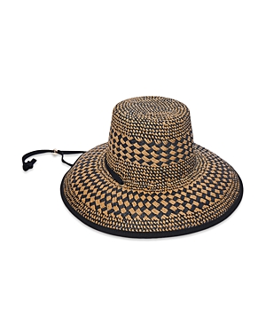 Shop Lele Sadoughi Brielle Check Straw Hat In Brown