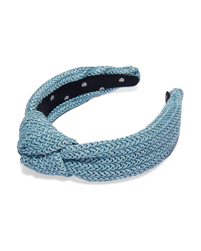 Lele Sadoughi Braided Raffia Knotted Headband In Blue