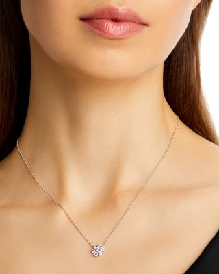 Certified Diamond Flower Pendant Necklace in 14K White Gold featuring diamonds with the DeBeers Code of Origin, 0.75 tcw 
