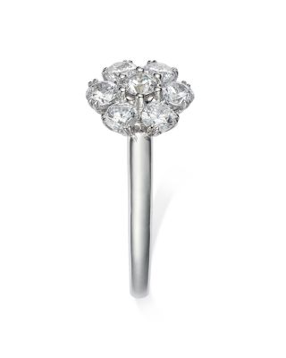 Certified Diamond Flower Ring in 14K White Gold featuring diamonds with the DeBeers Code of Origin, 0.75 tcw 