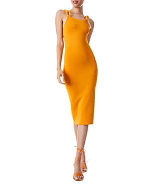 Alice And Olivia Rope-style-strap Midi Dress In Tangerine