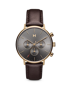 Shop Mvmt Legacy Traveler Watch, 42mm In Gray/brown