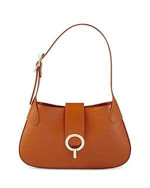 Shop Sandro Sweet Janet Leather Shoulder Bag In Caramel