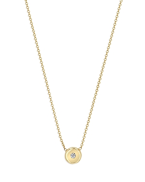 Zoë Chicco 14k Yellow Gold Bezel Diamonds Diamond Disc Pendant Necklace, 14-16