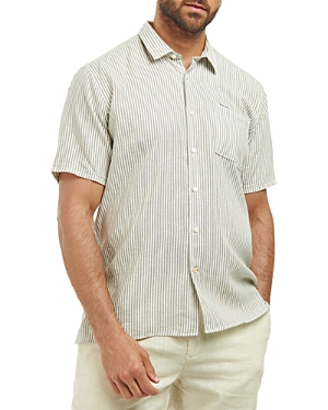 Barbour Deerpark Summerfit Stripe Regular Fit Button Down Shirt In Olive