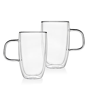 Godinger Double Walled Large Glass Coffee Mug, Set Of 2 In Clear