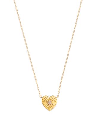 Bloomingdale's Fine Collection - Diamond Accented Heart Pendant Necklace in 14K Yellow Gold, 0.02 ct. t.w. - Exclusive