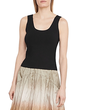 Vince Ribbed-knit Sleeveless Tank Top In Black