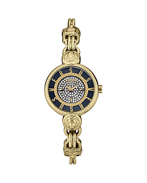 Versus Women's Les Docks Petite 2 Hand Quartz Gold-tone Stainless Steel Watch, 30mm In Blue/gold