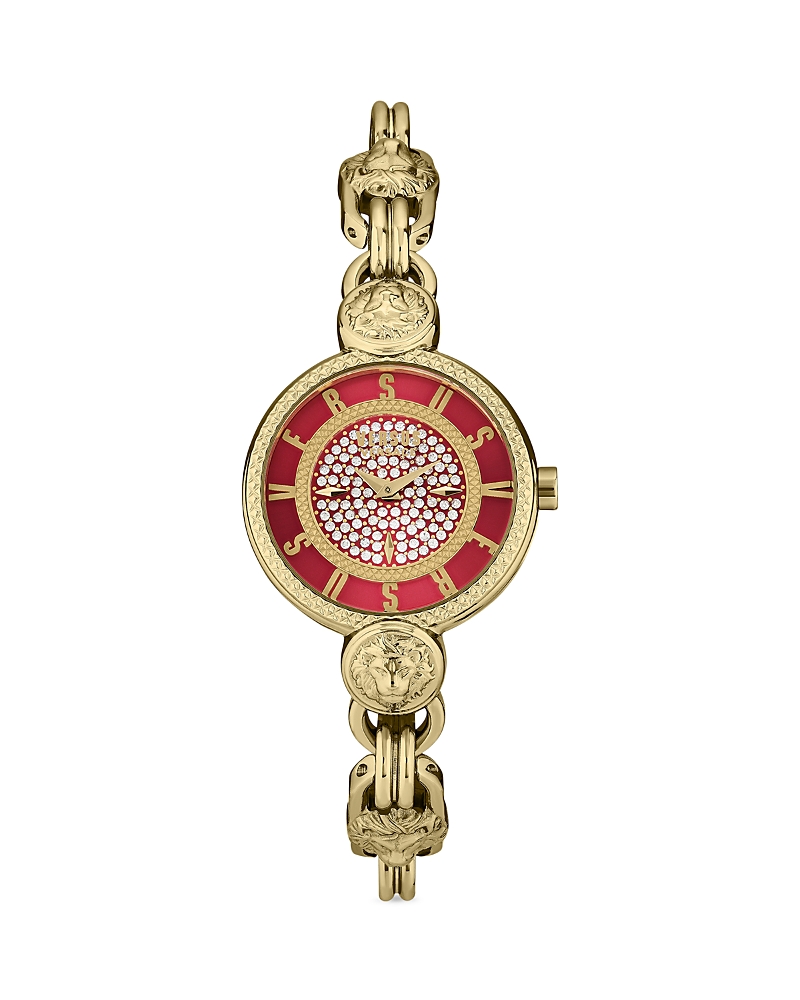 Versus Women's Les Docks Petite 2 Hand Quartz Gold-tone Stainless Steel Watch, 30mm In Red/gold