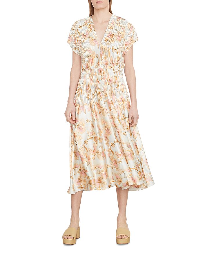 Vince Floral Print Pleated Midi Dress | Bloomingdale's