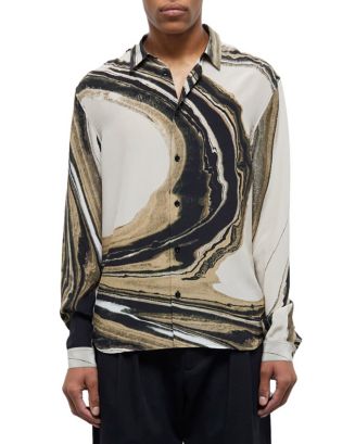 The Kooples Silk Marble Print Comfort Fit Button Down Shirt ...