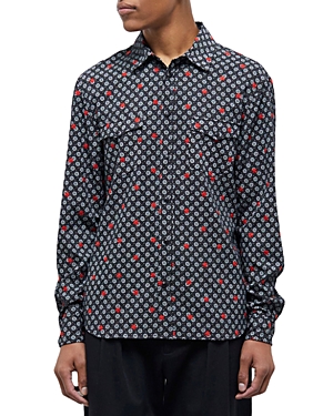 Shop The Kooples Cowboy Dots Floral Embroidery Shirt In Black