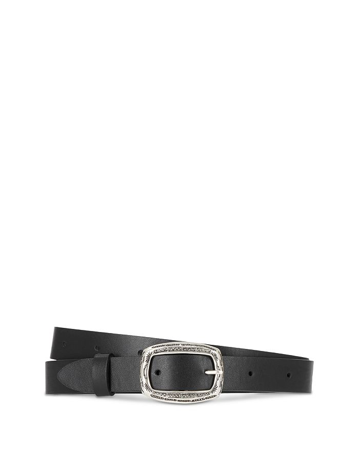 The Kooples Engraved Buckle Leather Belt | Bloomingdale's