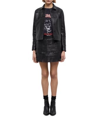 美品　THE KOOPLES 黒 本革 レザージャケット CLEL（クレイル） ライダースジャケット S チャコールグレー メンズ