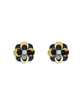 Lele Sadoughi - Zinnia Pavé Flower Button Earrings in 14K Gold Plated