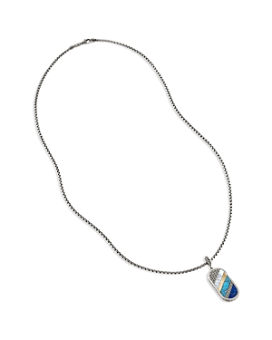 John Hardy Sterling Silver Classic Chain Multi Stone Dog Tag Pendant Necklace, 22 In Blue/silver