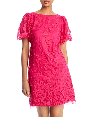 Eliza J 3d Floral Shift Dress In Hot Pink