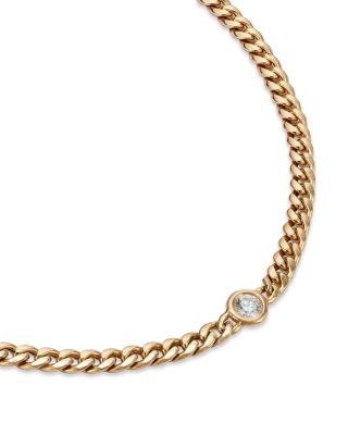 14K Yellow Gold Floating Diamond Small Curb Chain Bracelet