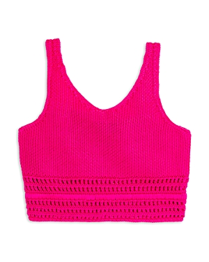 Aqua Girls' Crochet Tank - Big Kid In Hot Pink