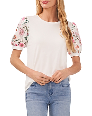 CeCe Floral Print Puff Sleeve Top