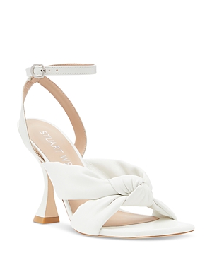 Stuart Weitzman Playa Knot Ankle-strap Lambskin Sandals In White