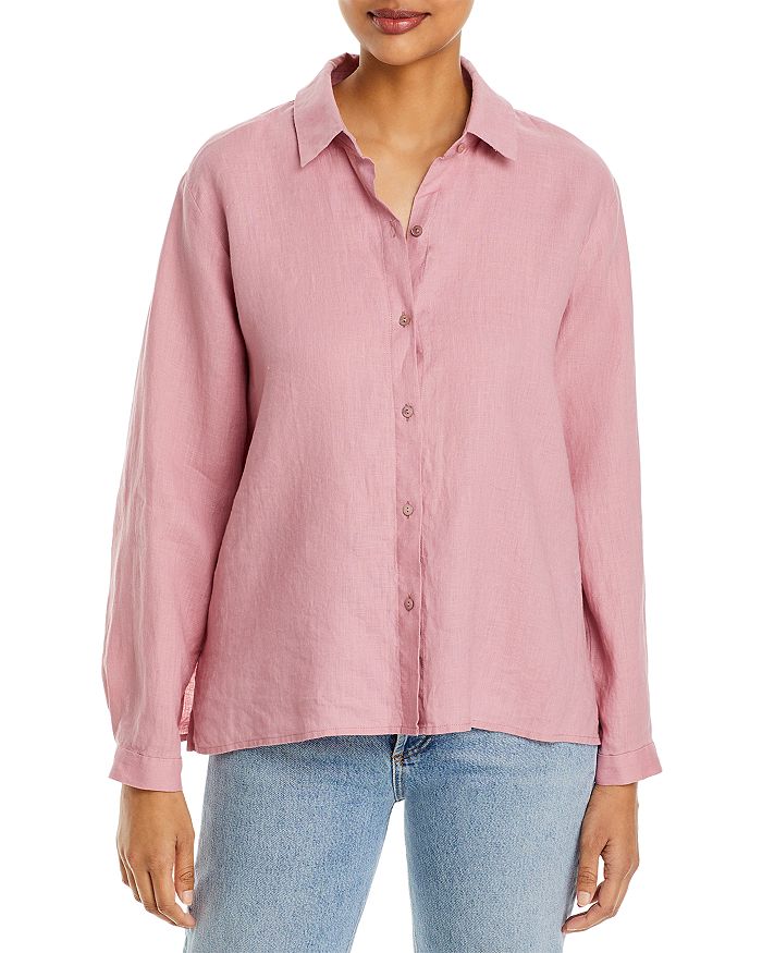 Eileen Fisher Petites Classic Collar Linen Shirt | Bloomingdale's