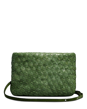 Madewell Woven Leather Puff Crossbody In Sweet Basil