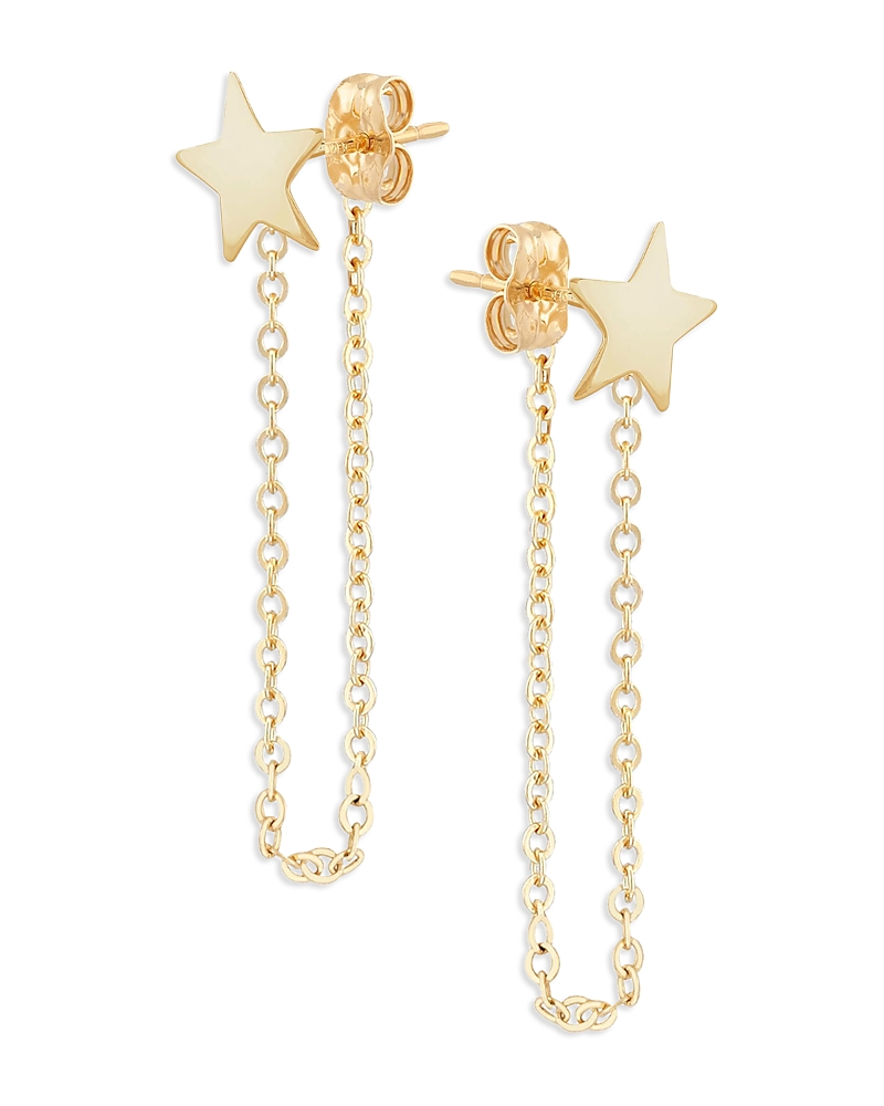 Moon & Meadow 14k Yellow Gold Star Draped Chain Earrings - Exclusive In Gold