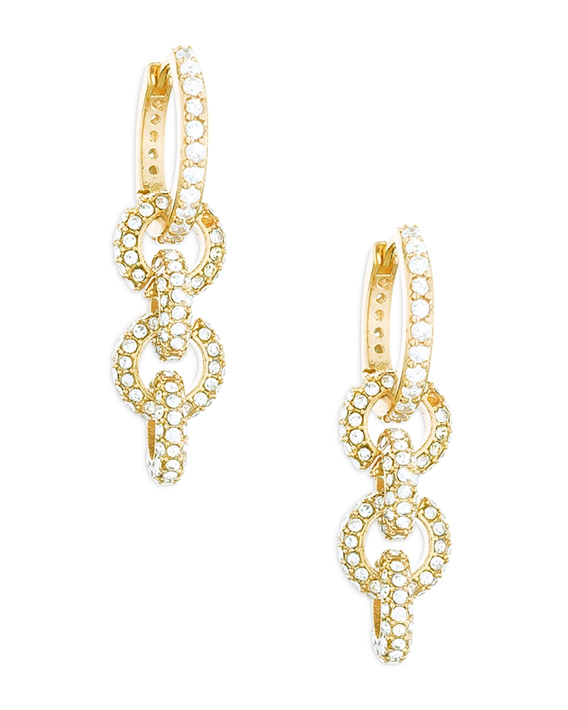 Ettika Multi-ring Crystal Dangle 18k Gold Plated Earrings In Gold