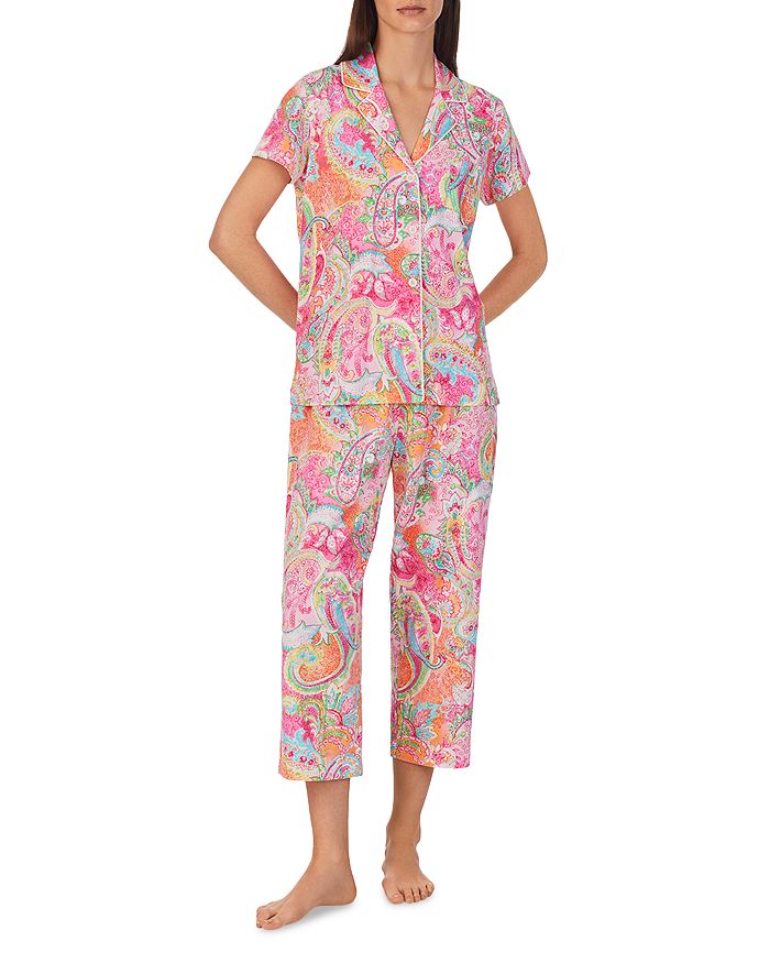 Ralph Lauren Short Sleeve Cropped Pajama Set | Bloomingdale's