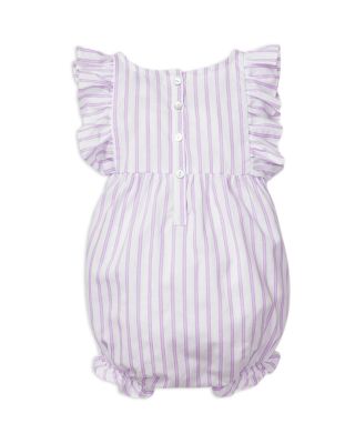 Girls' Lavender French Ticking Ruffled Romper - Baby