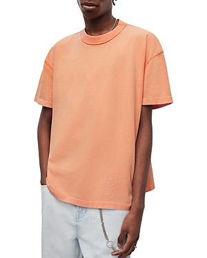 Allsaints Mens Sicilia Orange Isac Oversized Crewneck Cotton T-shirt In Sicilia Orange
