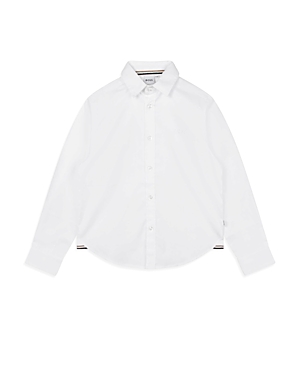 Boss Kidswear Boys' Cotton Oxford Embroidered Logo Regular Fit Dress Shirt - Big Kid