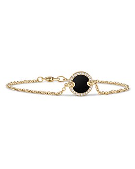 David Yurman - Petite 18K Gold DY Elements® Black Onyx & Pavé Diamonds Center Station Chain Bracelet