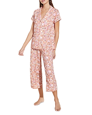 Eberjey Gisele Printed Stretch-modal Pajama Set In Fiore Rose Cloud / Ivory