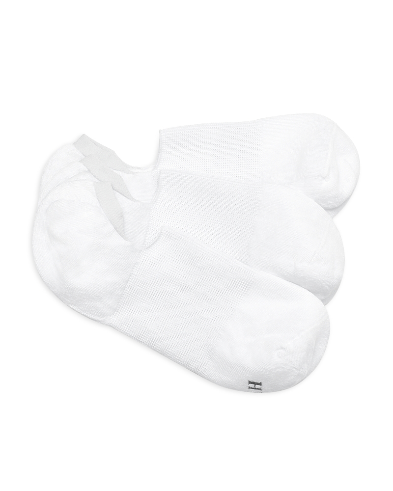Hue Assorted 3-pack Arch Hug Cotton Blend Liner Socks In White