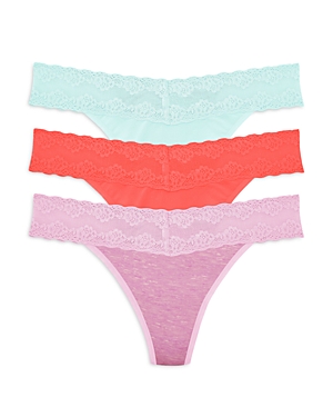 Natori Bliss Perfection Thong 3 Pack In Blo/fs/vio