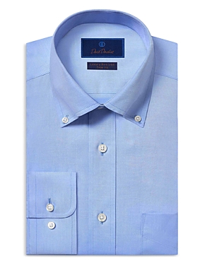 Shop David Donahue Trim Fit Pinpoint Oxford Non Iron Dress Shirt In Blue