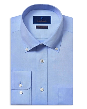David Donahue Trim Fit Non-iron Dress Shirt In Blue