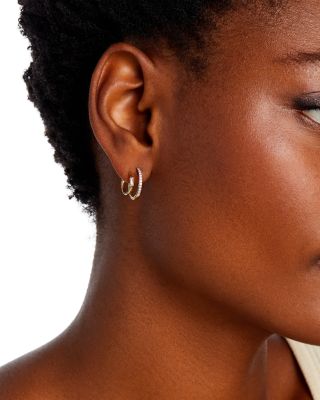 Diamond Double Hoop Earrings in 14K Yellow Gold, 0.25 tcw  