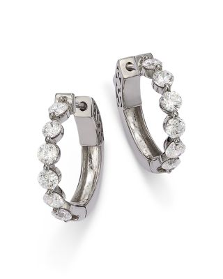 Bloomingdale's Fine Collection Diamond Hoop Earrings in 14K White Gold, 1.50 ct. t. w. - Exclusive
