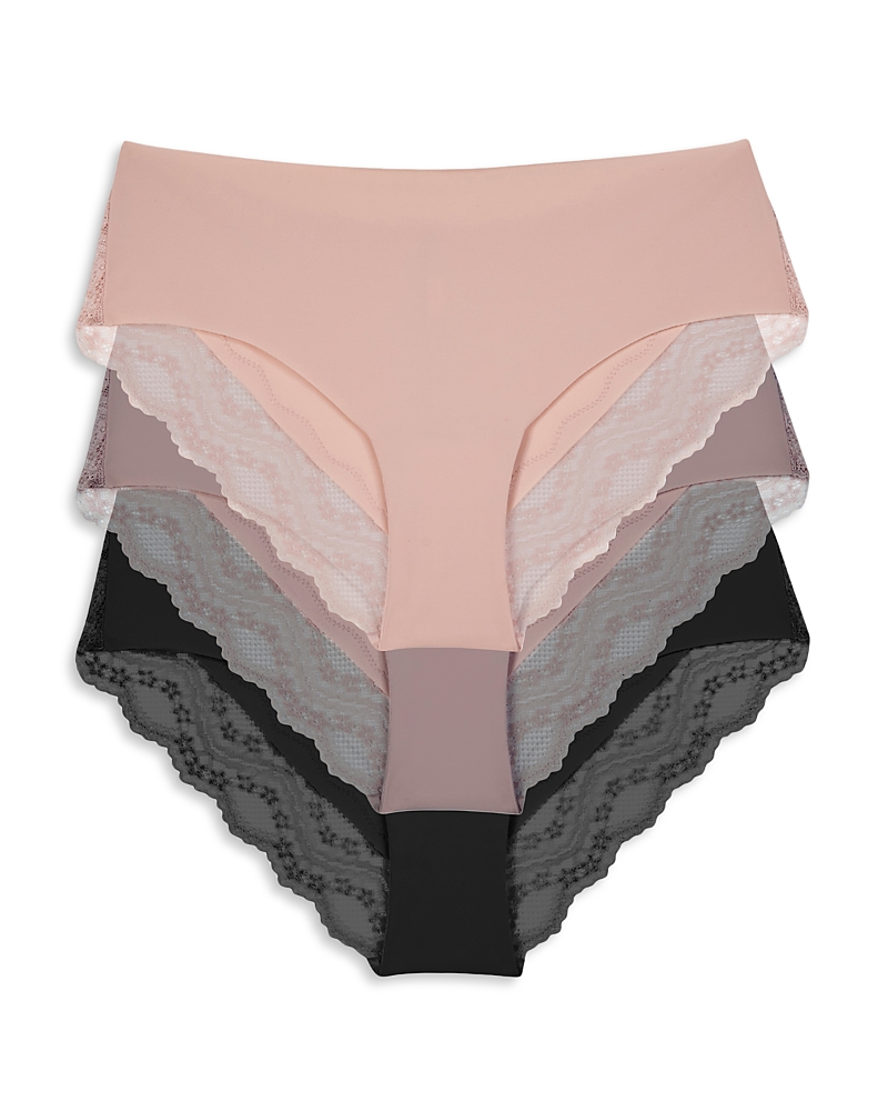 B.tempt'd By Wacoal Assorted 3-pack B.bare Assorted 3-pack Cheeky Tangas In Rose Smoke/antler/night
