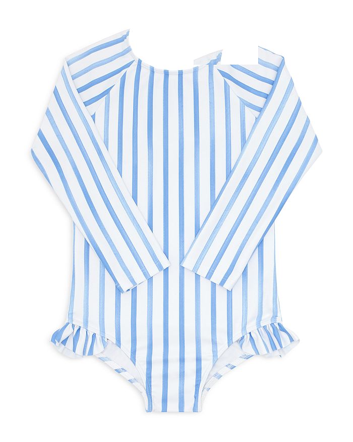 Minnow Girls' Bahamian Striped Rashguard One Piece Swimsuit - Little ...