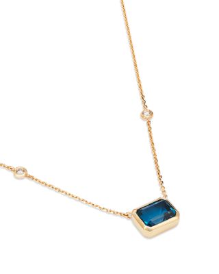 London Blue Topaz & Diamond Pendant Necklace in 14K Yellow Gold, 18" 