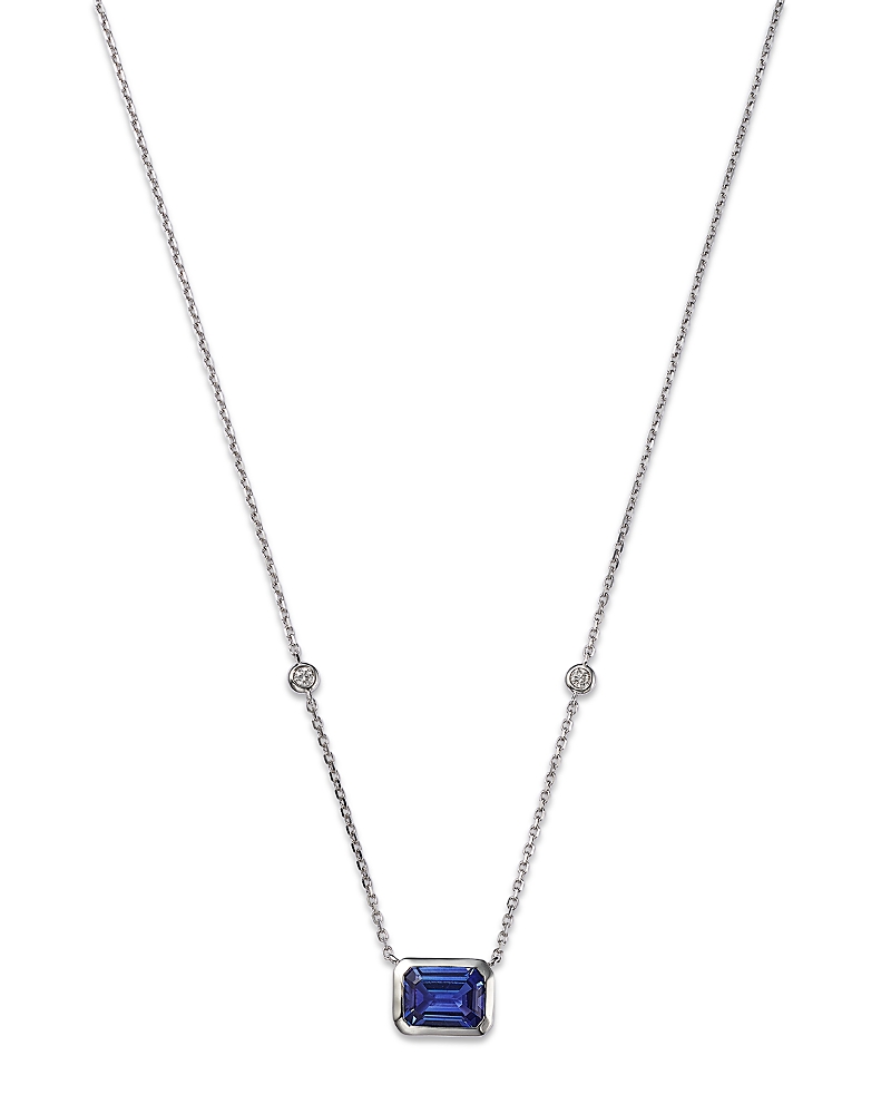 Bloomingdale's Tanzanite & Diamond Pendant Necklace In 14k White Gold, 18 - Exclusive In Blue/white