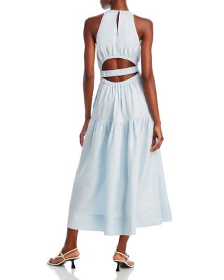 chinese dress ladies A.L.C. Scarlett Linen-Blend Midi Dress, 0 / Green main image 1