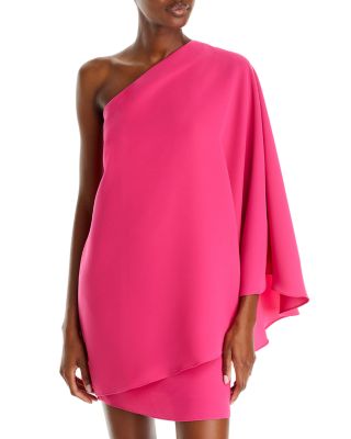 HALSTON - Melina One Shoulder Cape Sleeve Mini Dress